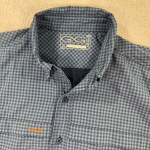 Game Guard 1031 Outdoors Mens 3XL Gray Blue Gingham Short Sleeve Button Up Shirt